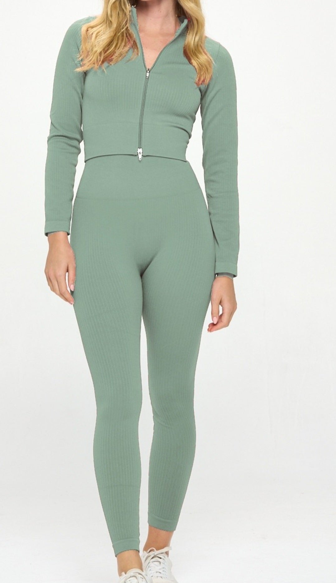 Double Take Zip Up Two- Piece Set